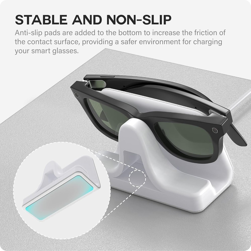 Charging Stand & Cable Compatible with Ray-Ban Meta Smart Glasses