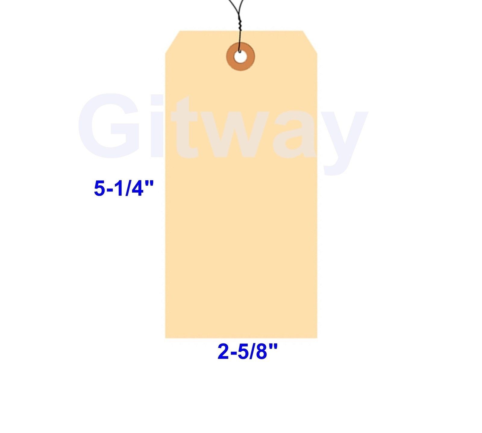 1000 of 5 1/4" x 2 5/8" Size 6 Manilla Shipping Hang Tag Tags with Wire 13 Pt