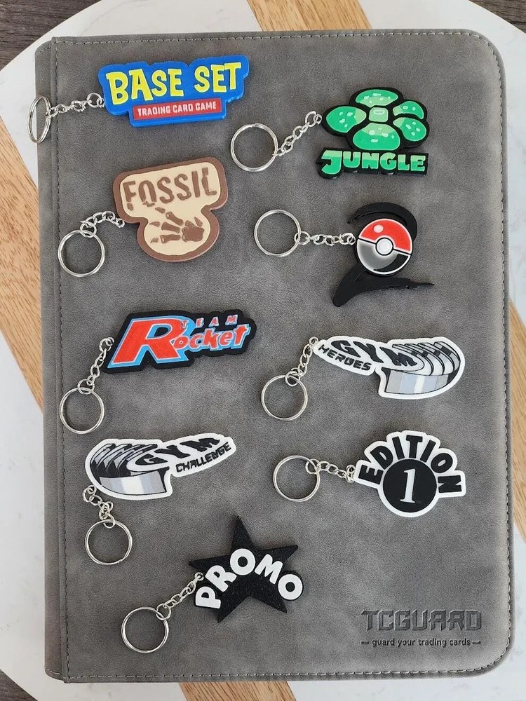 Pokemon Vintage Gen 1 Logo 3D Binder Pull Tags Label Keychains Collection Genera