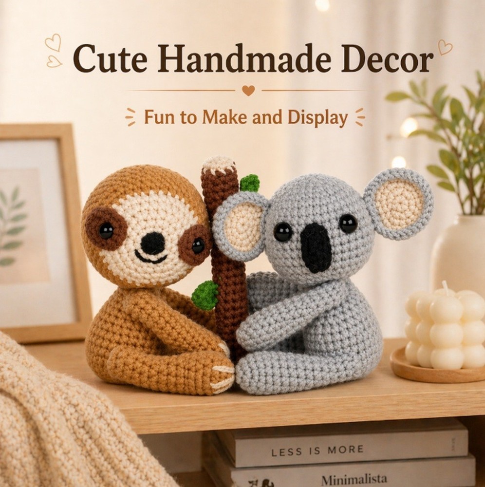 Sloth Koala Crochet Kit for Beginners Amigurumi DIY Set with Video Tutorial