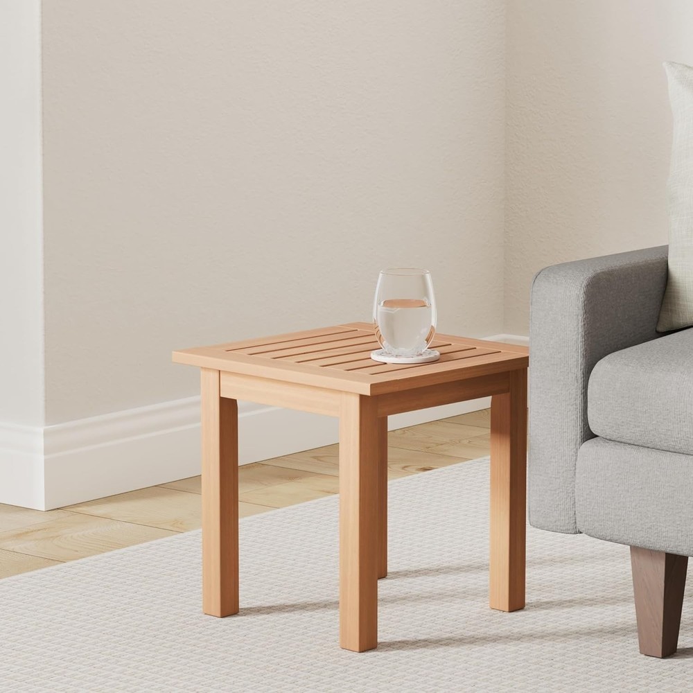 Durable Tioman Outdoor End Table - Slatted Design for Quick Drying & Elegance