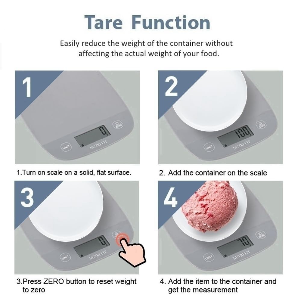 Sleek Kitchen Food Scale with Smart Tare Function and LCD Display - 11lbs