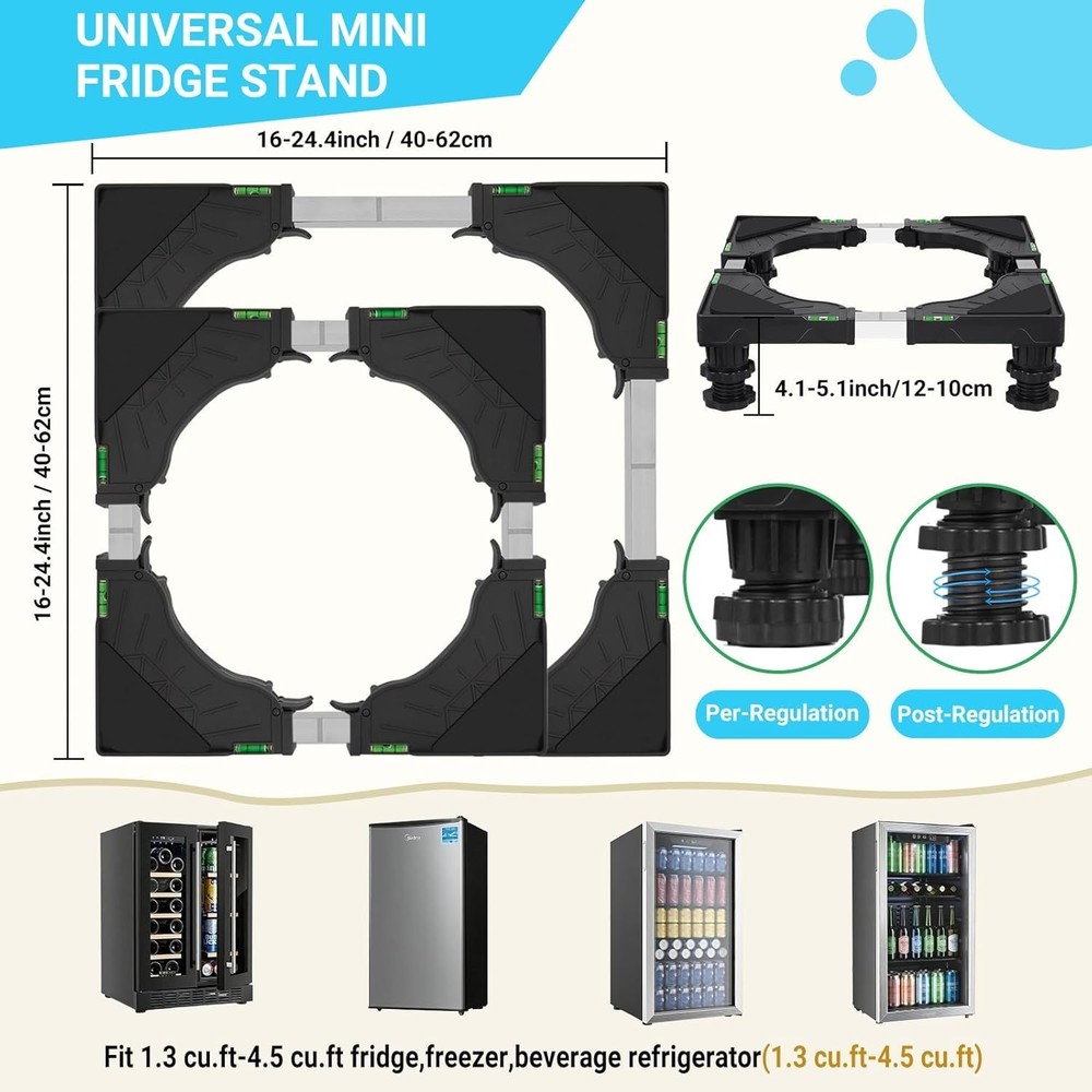 Mini Fridge Stand Universal Raised Base Adjustable Refrigerator Stands with 4...