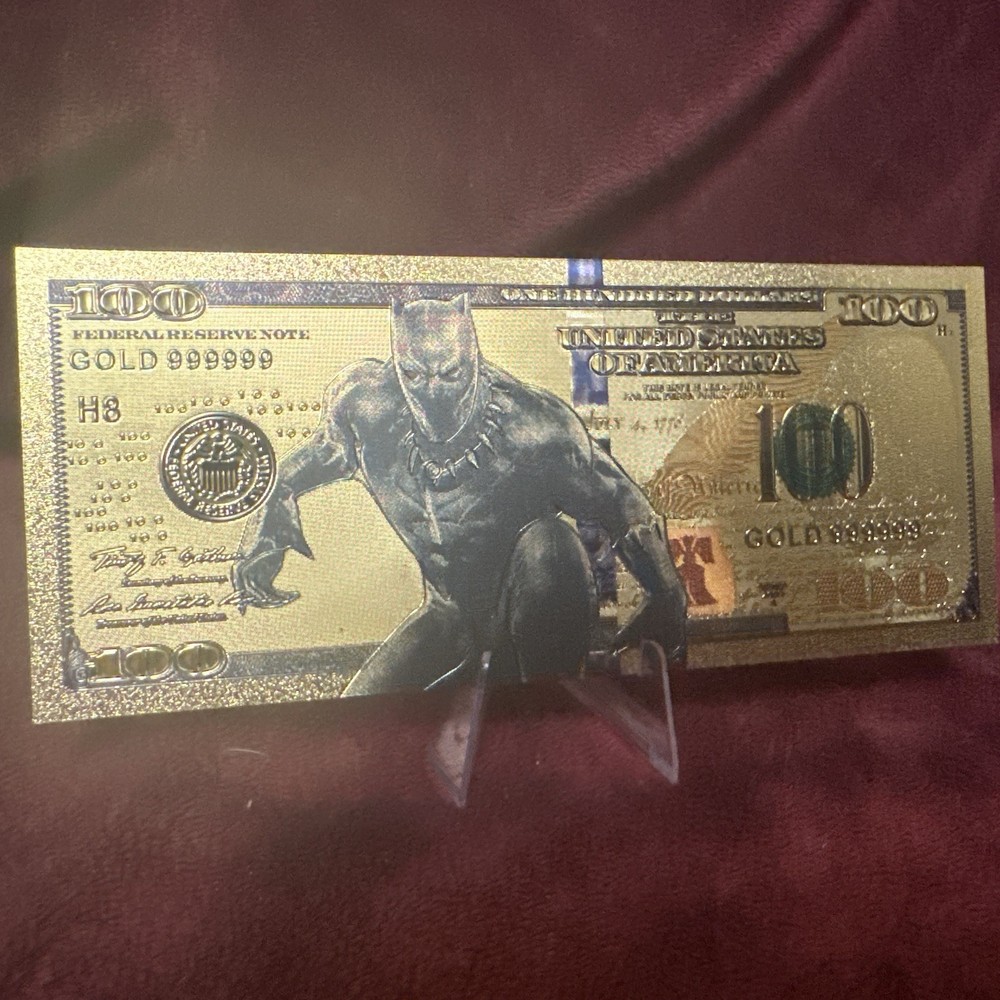 Marvel Black Panther $100 24k Gold novelty Banknote