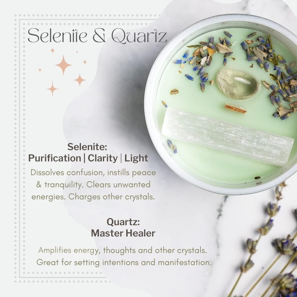 Sage Candle with Crystals