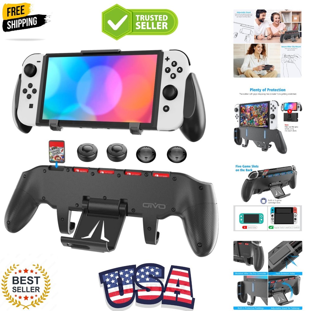 Switch Grip with Upgraded Adjustable Stand, Asymmetrical Grip with Adjustable...