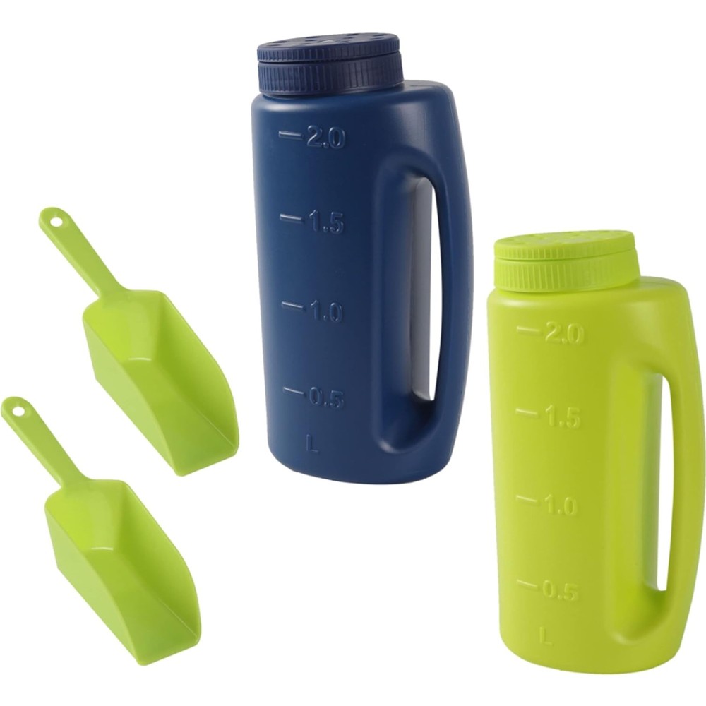Versatile 2-Set Handheld Spreaders 2L for Seeds, Salt, & Fertilizer - Adjustable