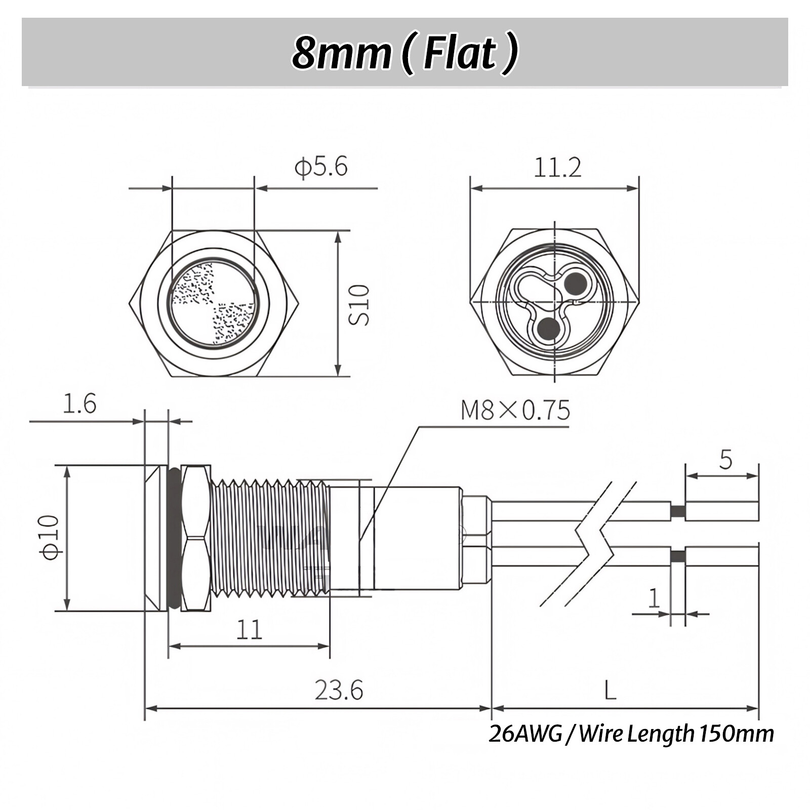Metal Indicator Light LED Waterproof Small Line Power Signal Light AC/DC 3V-220V