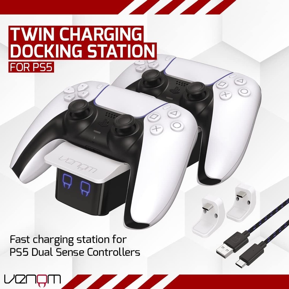 Venom PS5 Controller Twin Docking Station - White