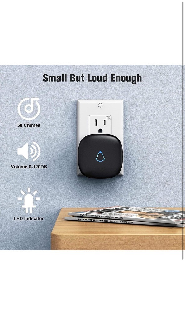 SECRUI Wireless Doorbell with 3Receivers 2 Push Buttons, Easy installation,
