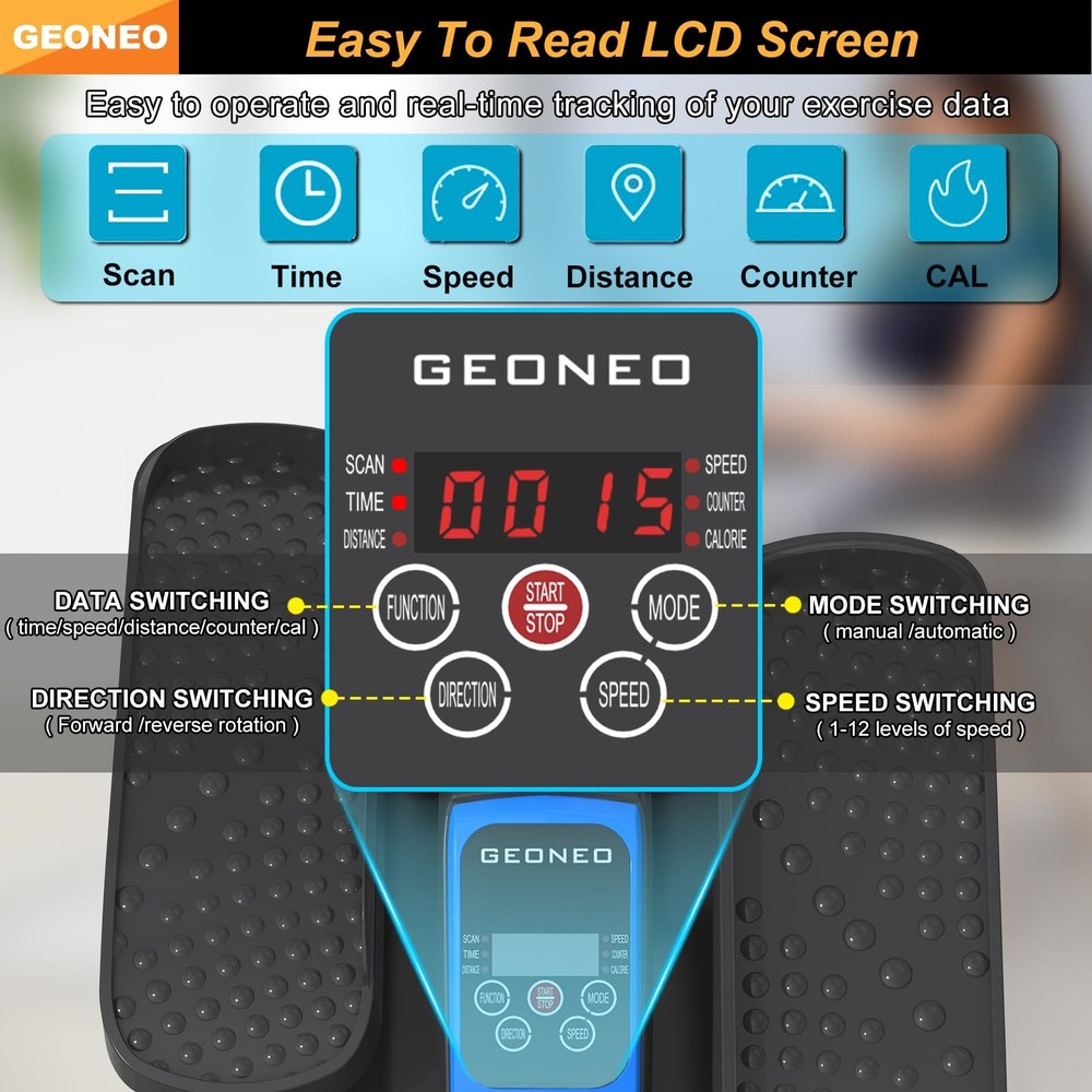 Under Desk Elliptical Machine, Electric Exerciser for Black