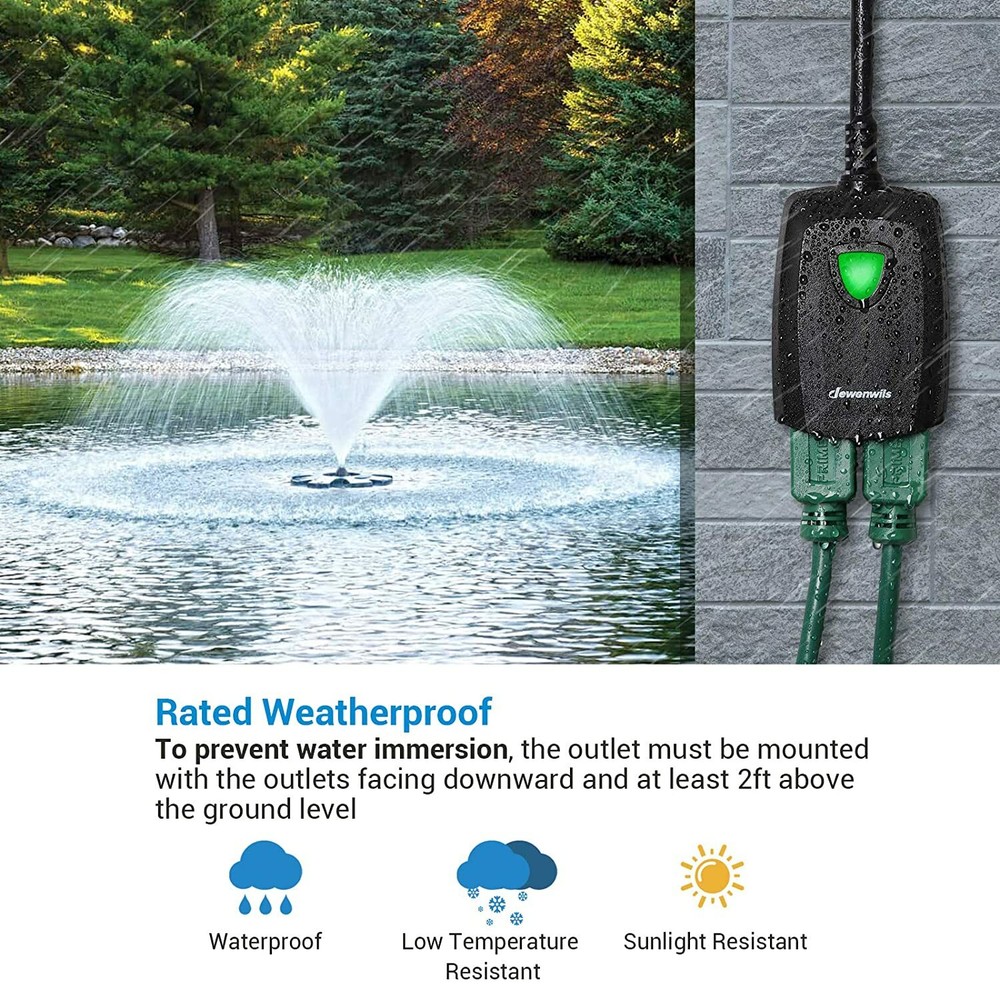DEWENWILS Outdoor Remote Control Outlet Programmable and Expandable Wireless