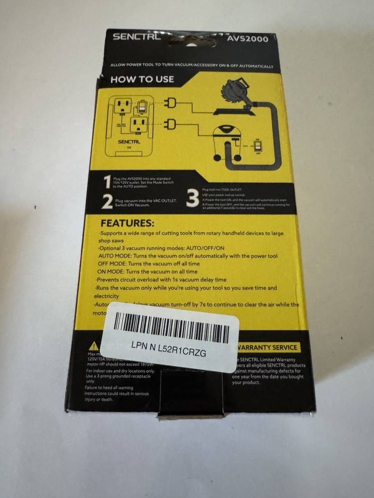SENCTRL Automatic Vacuum Switch Load Sensing Tool Switch