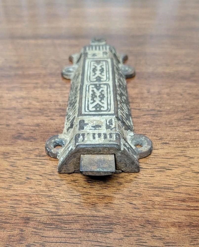 Antique VICTORIAN Spring Loaded Slide Bolt Surface Door Latch Hardware