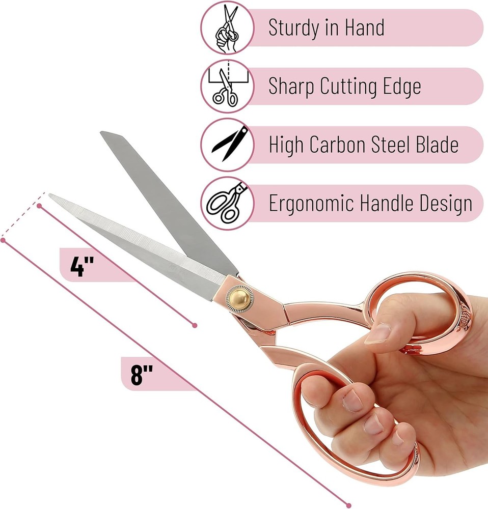 Rose Gold Fabric Scissors for Precision Sewing