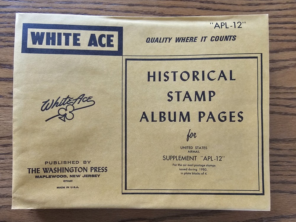White Ace Stamp Supplement U.S. Airmail APL-12 1980 for Plate Blocks NOS