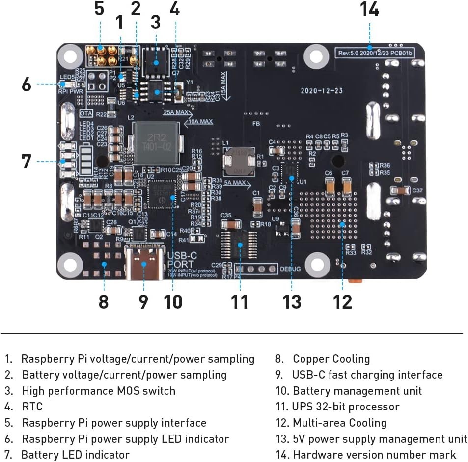 UPS V5 Power Supply Uninterruptible UPS HAT Raspberry Pi Support 18650 Battery