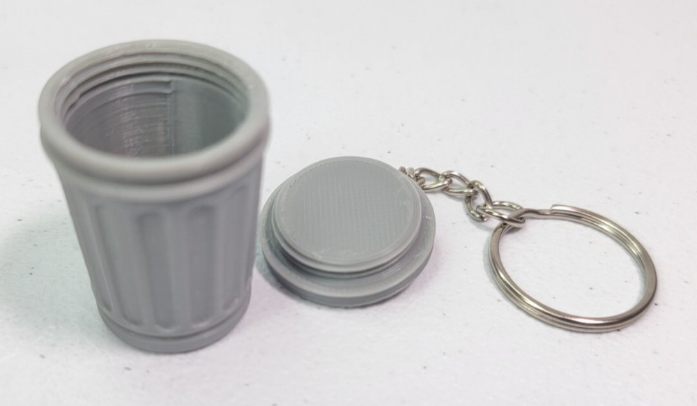 Mini Trashcan Pill Holder Secret Stash Keychain- 2 Pack