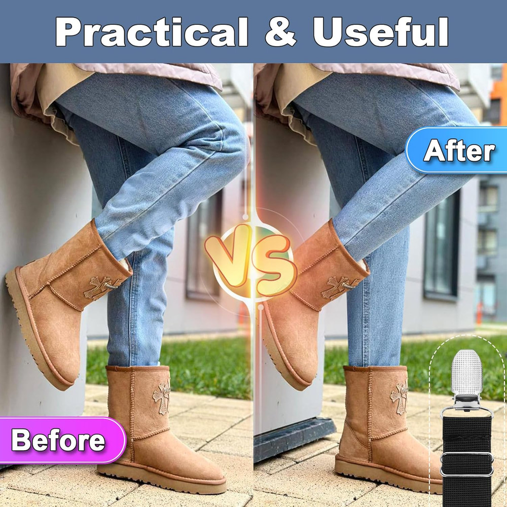 4 Pcs Adjustable Elastic Boot Straps Stirrup Pants Clips Pants Stirrup Leg Strap