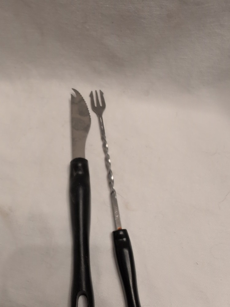 MCM Barware fork pick And Knife Cocktail Print handle