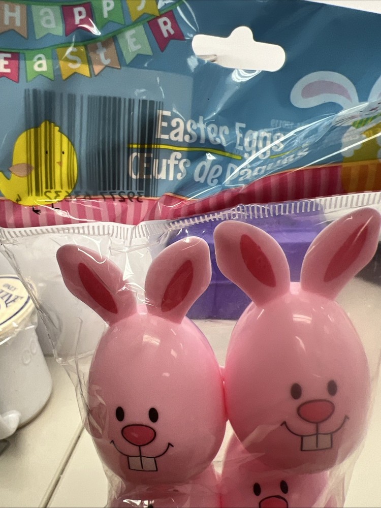 pink Easter Bunnies Eggs plastic 8 ct