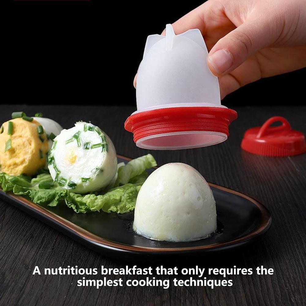 Hard Boiled Egg Maker, 6-Piece Shell-Free Egg Cooker Set, Non-Stick Easy-Clean