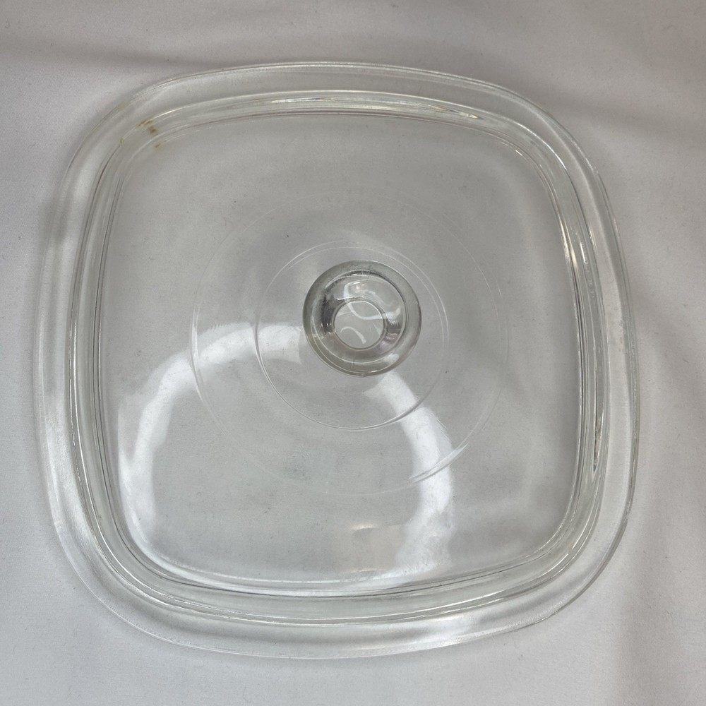 Corning Pyrex E-34 Glass Lid Square Casserole Replacement Lid Clear Vintage