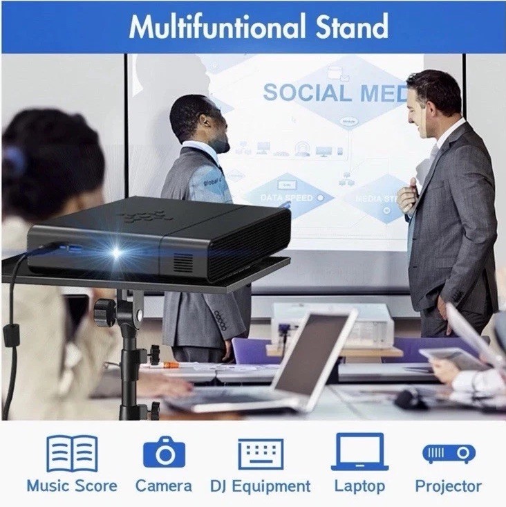 Portable Tripod Stand With Tray For Projector Laptop Camera Adjustable 23”-63”