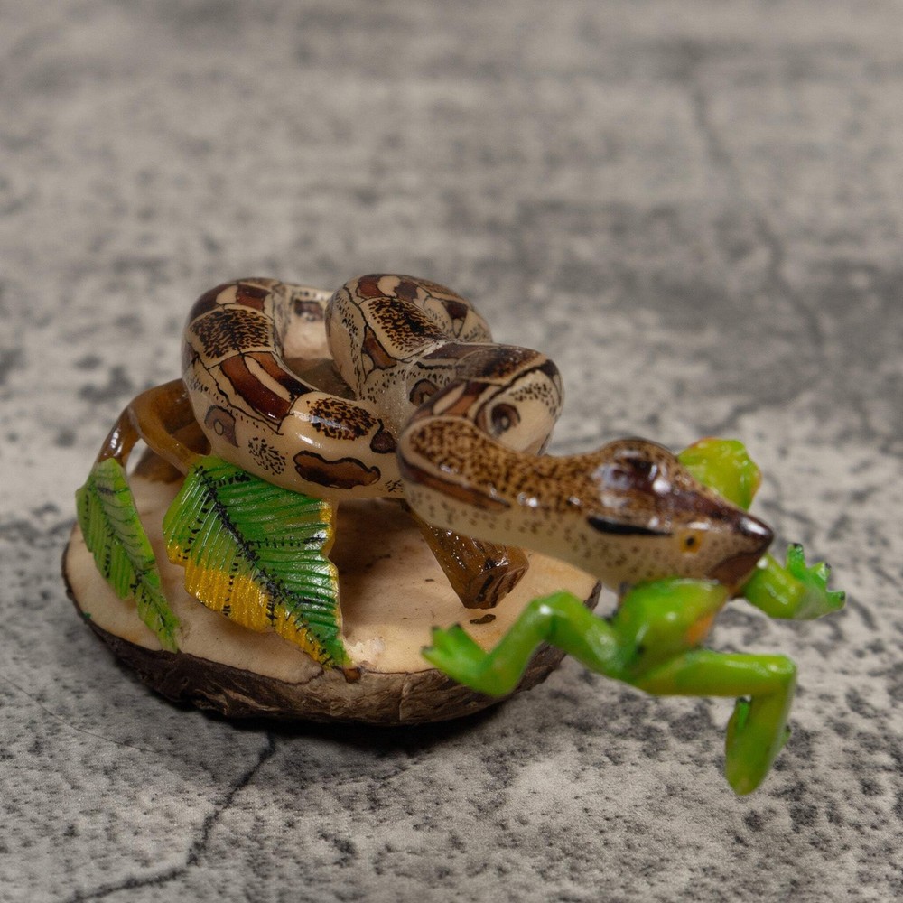 Snake Eating Frog Tagua Carving