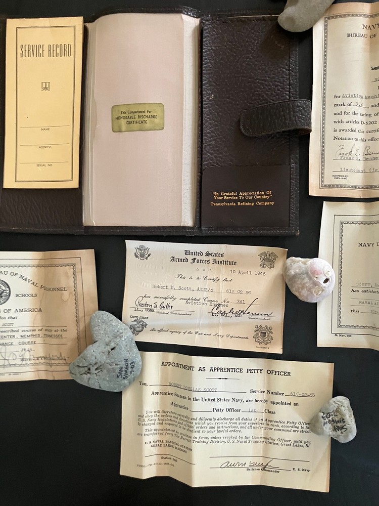 WW2 Navy Honorable Discharge Papers Original Documents/ Ephemera Lot