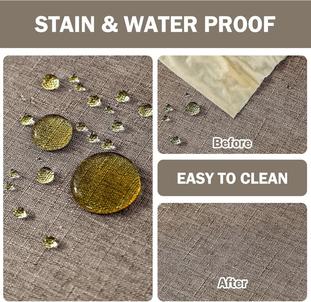 Textured Tablecloth Rectangle 60x84 Water Resistant Spill-Proof Wipeable Table C