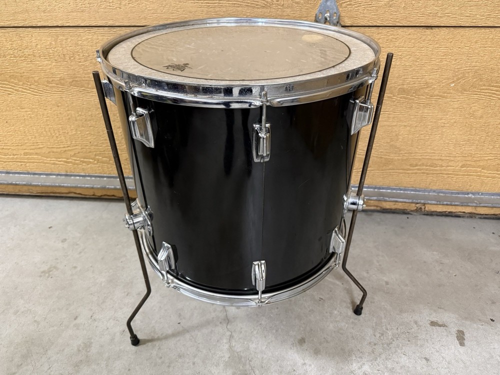 ROGERS 1970S 18" FLOOR TOM DRUM SCRIPT LOGO Black