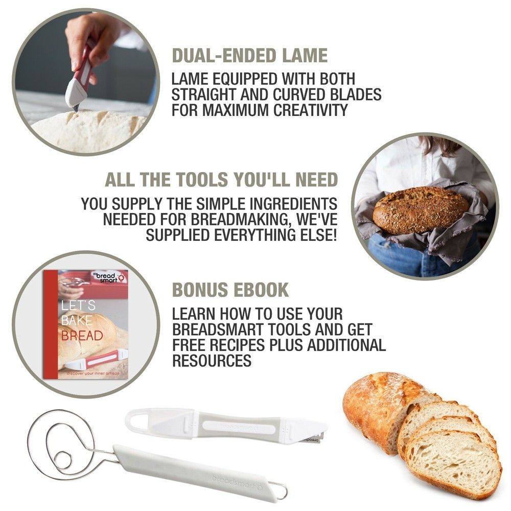 Breadsmart Bread Making Kit – 5-Piece Tool Set to Make Homemade Bread - GRAY