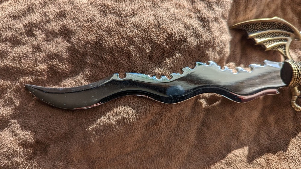 Dragon Dagger Blade Knife Sword with Stand.   preowned