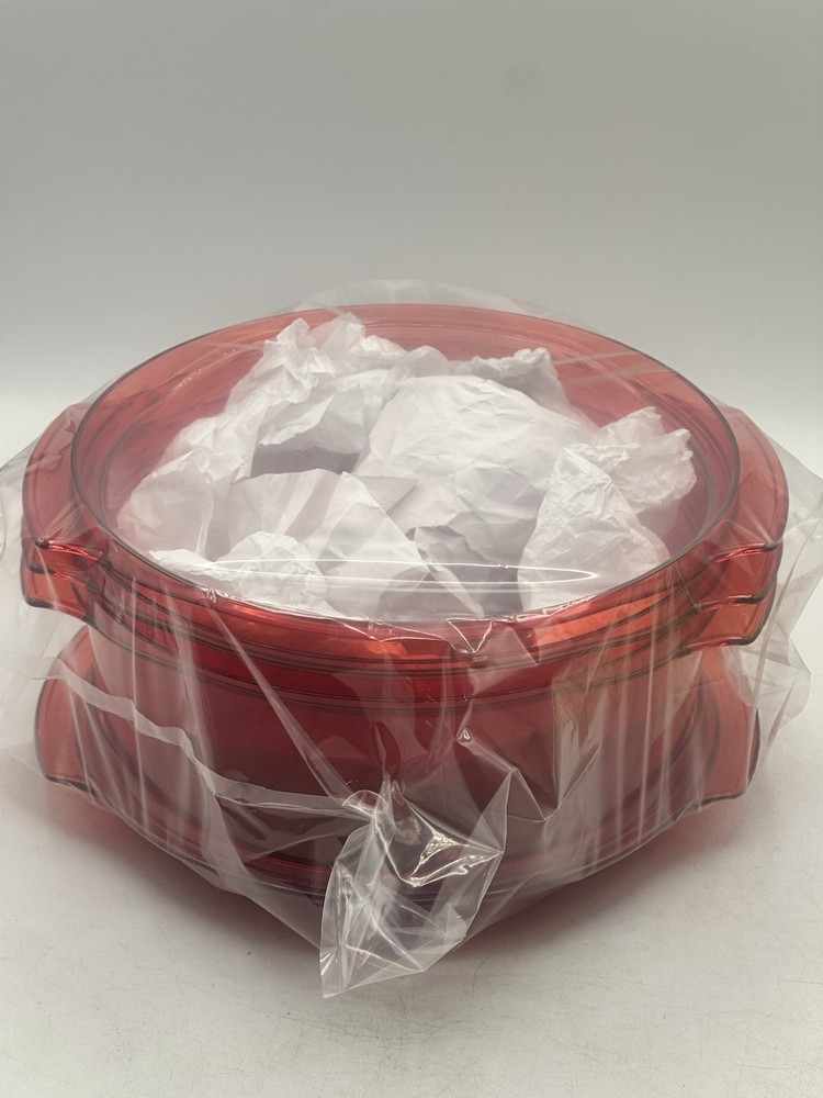 Tupperware Microwave Stack Cooker Steamer Transparent Cranberry Red 5 Piece Set