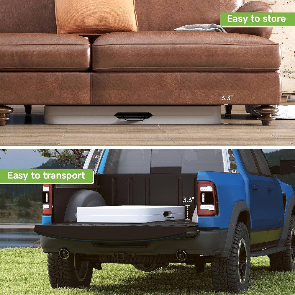 Folding Table, 34" Square Portable Card Table with Handle and Removable Legs for