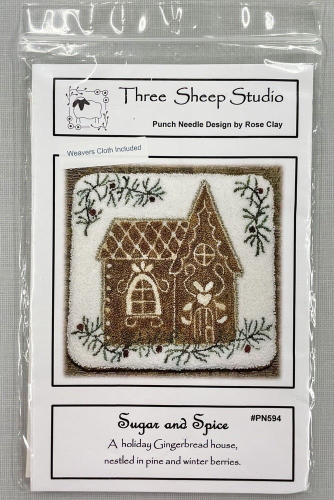 Three Sheep Studio “SUGAR And SPICE”Punch Needle Pattern Gingerbread House New