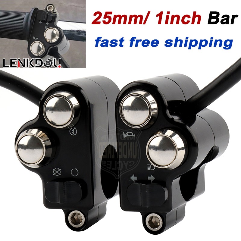 25mm 1'' Handlebar Control Switch Motorcycle Start Button For Harley Universal