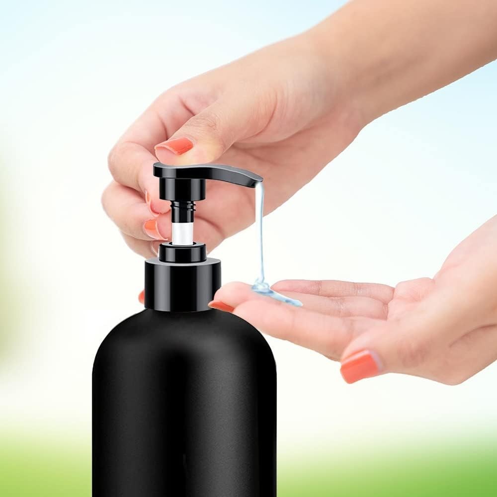 Black Soap Dispenser with Rust Proof Pump, Waterproof Labels 2 Pack,16 Oz, Pl...