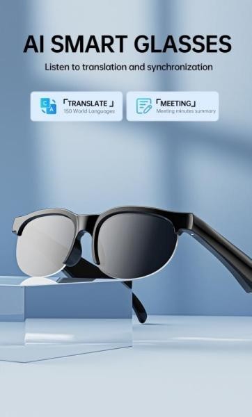 Smart AI Translator Glasses Bluetooth Real-Time Language Translation Headset