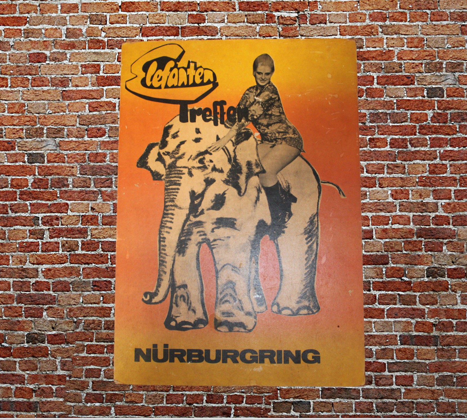 1960s Motorcycle Rally Elefantentreffen Sign! Rare German Motorbike Club Poster