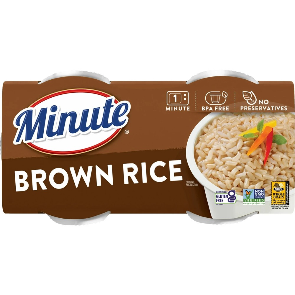 Minute Brown Rice, Microwaveable Rice Cups, 4.4 oz, 2 Count