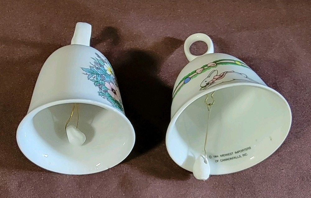 2 Vintage Ceramic Easter Bells