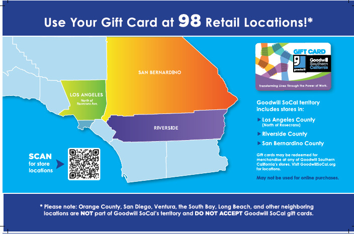 Goodwill SoCal Retail Location Gift Card $25