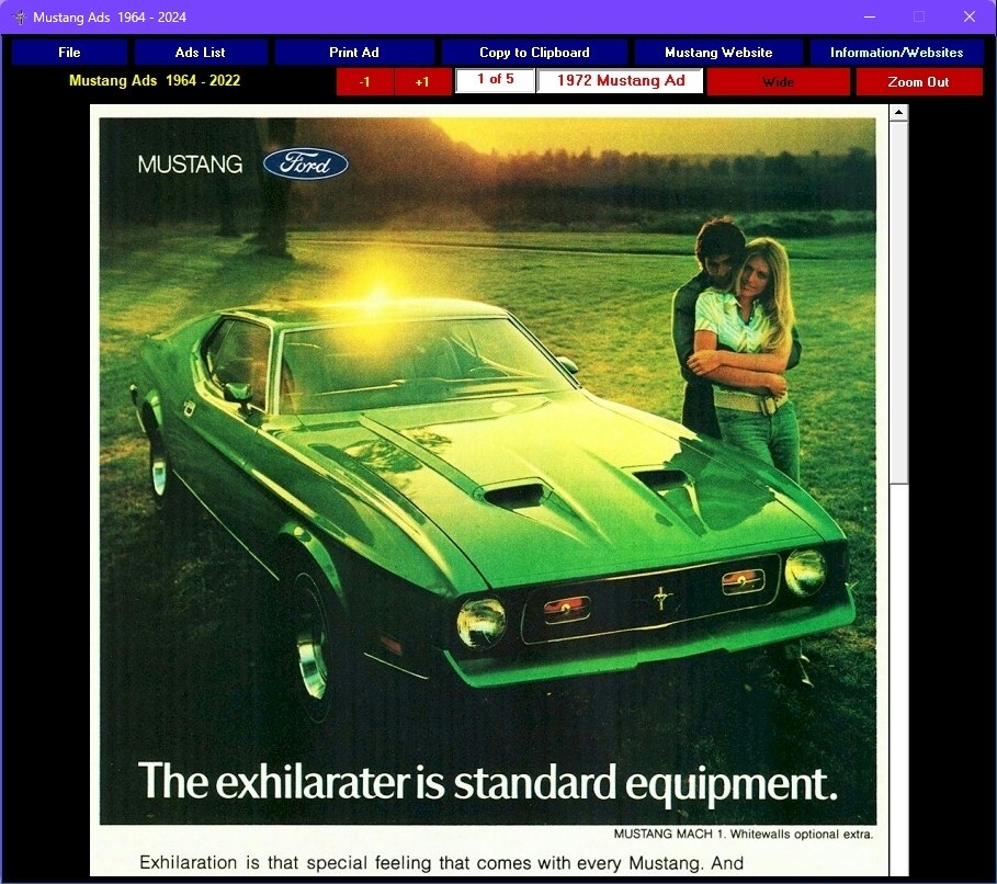 Ford Mustang Advertisements digital collection 1964 - 2024