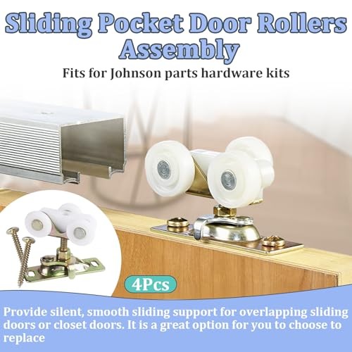 4Pcs Sliding Pocket Door Rollers Assembly for Johnson Part Hardware Kit,