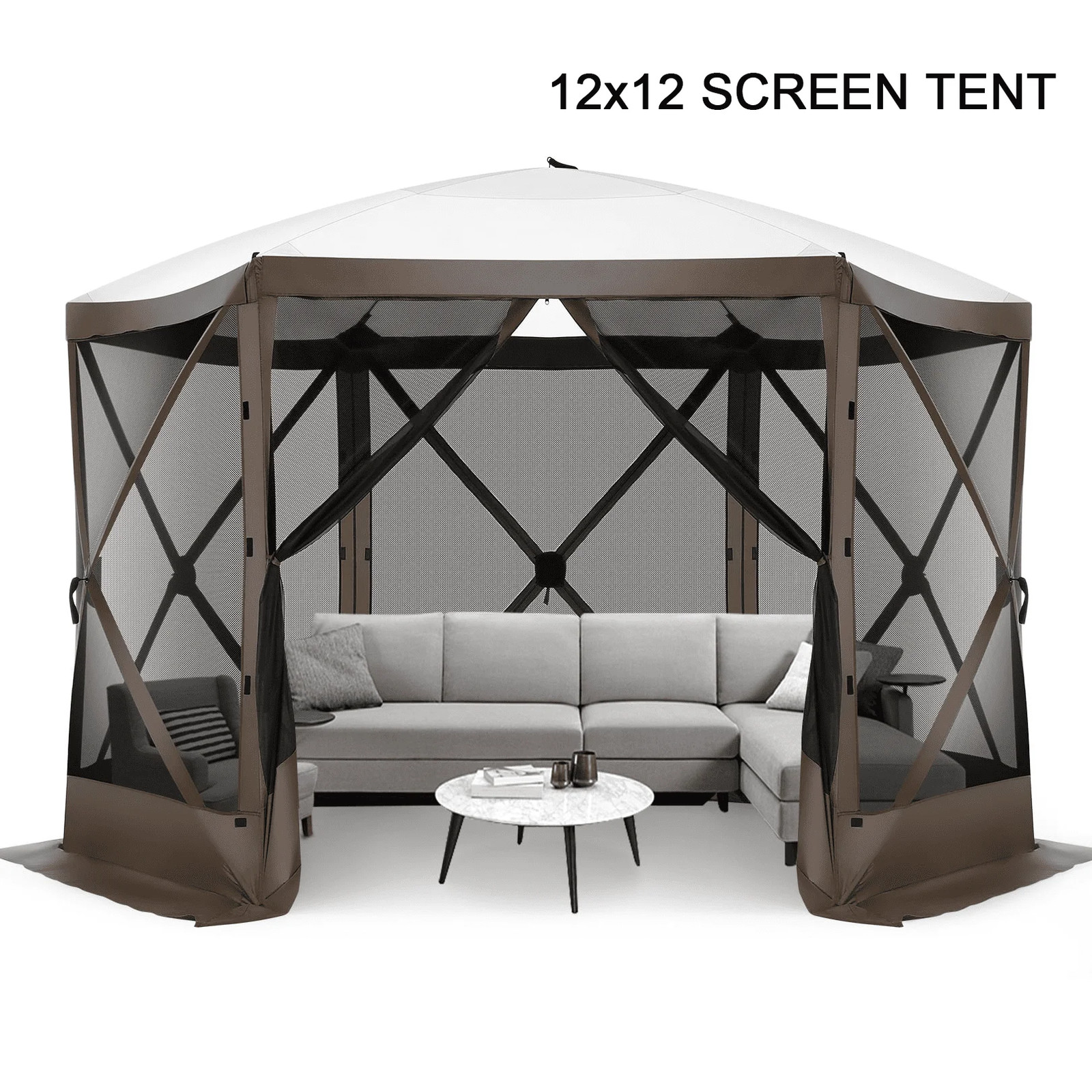 COBIZI C000044 12'x12' Pop-up Gazebo Outdoor Camping Tent with 6 Sides Mosquito