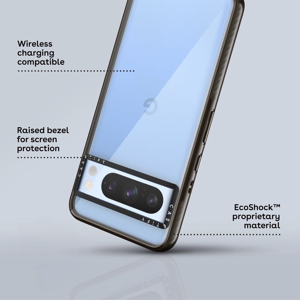 CASETiFY Impact Case for Google Pixel 8 - Clear Black, Slim, 8.2ft Drop Prot.