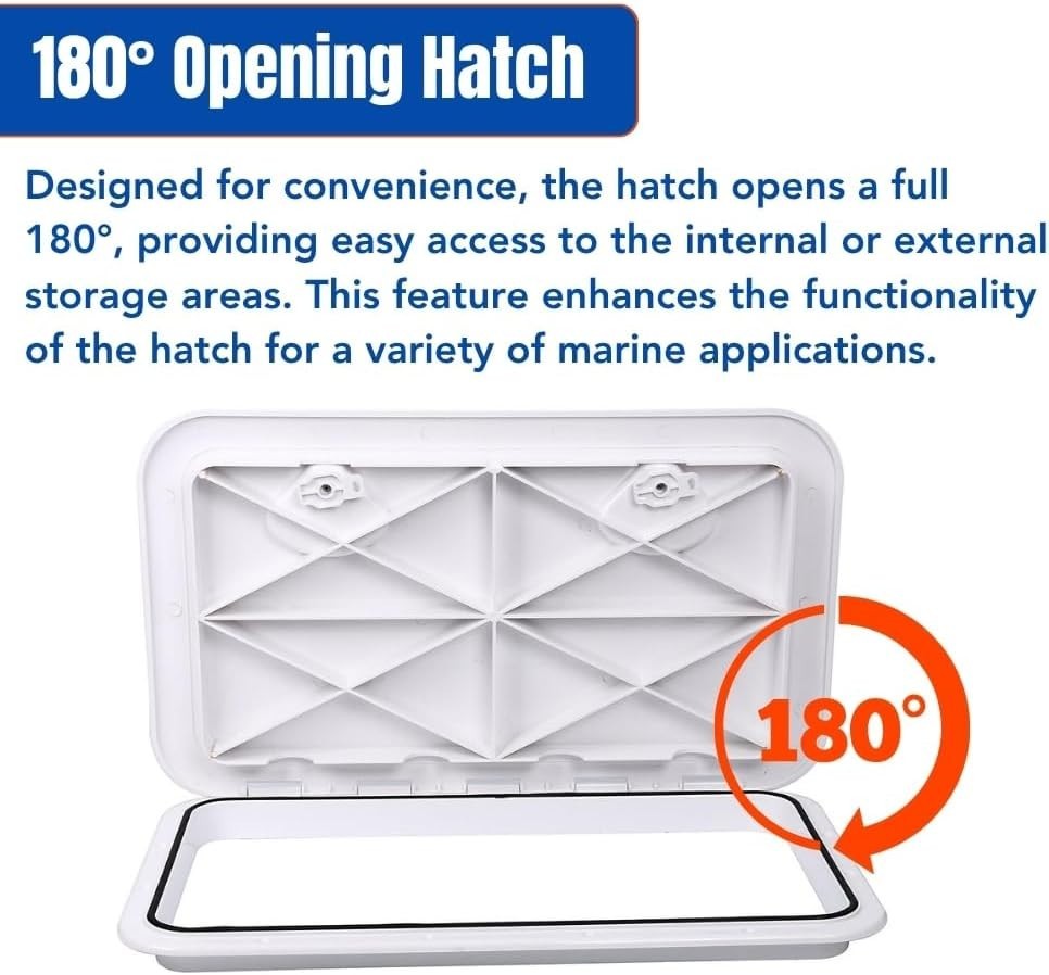 Rectangular Locking Marine Access Hatch - Durable & Weatherproof - 23.9" x 13.9"