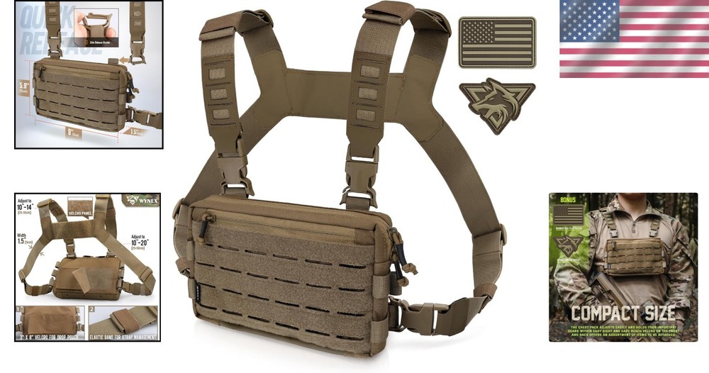 Coyote Brown Chest Rig Pack - Multiple Compartments